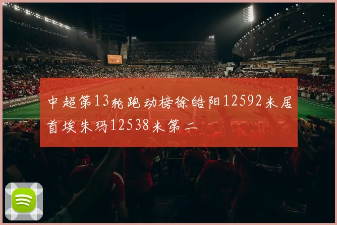 中超第13轮跑动榜徐皓阳12592米居首埃朱玛12538米第二